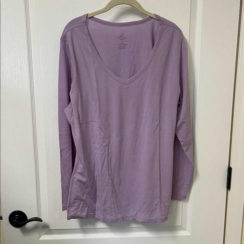 Elegant Lavender Layla Woolx V-Neck Long Sleeve Top